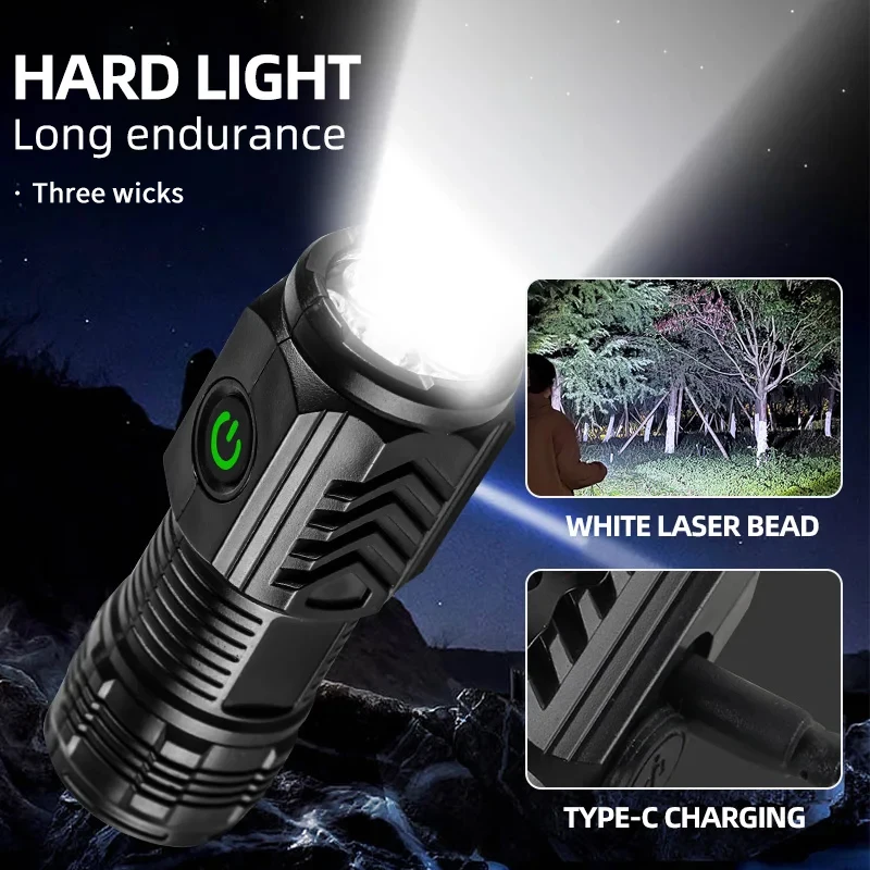 Dreiäugige Monster-LED-Taschenlampe, Nachtwandern, tragbare Helligkeit, starke stroboskopische Magnetbeleuchtung, kleiner Monster-Blitz Image