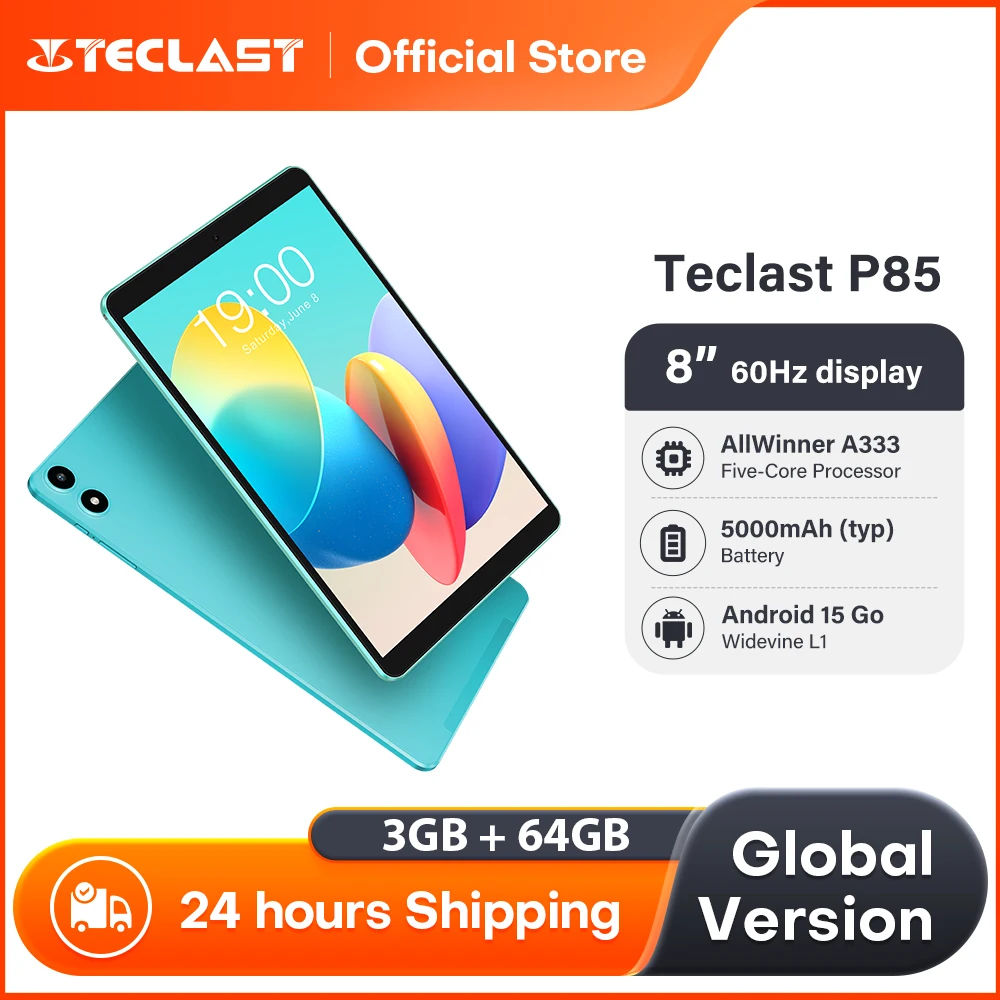 Teclast P85 Android 15 Tablet 8 Zoll IPS 3+6GB RAM 64GB ROM A333 5-Kern Widevine L1 Wi-Fi 6 Type-C 5000mAh Tablet-PC Metallgehäuse Image