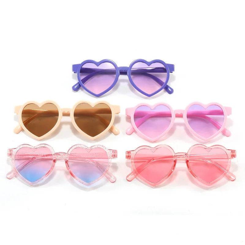 Trendige herzförmige UV400-Kindersonnenbrille, bonbonfarbene Kindersonnenbrille für Babybrillen, Kleinkinder, Jungen und Mädchen Image