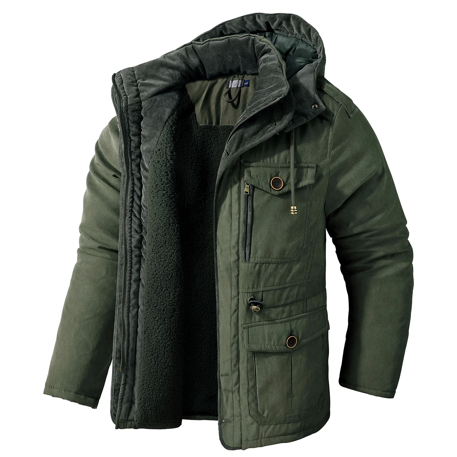Herren Outdoor Parka Winter dicken Mantel Pelz Linner warme Cargo Jacke männliche Wind jacke Outwear Parkas lässige Militär armee Mäntel Image