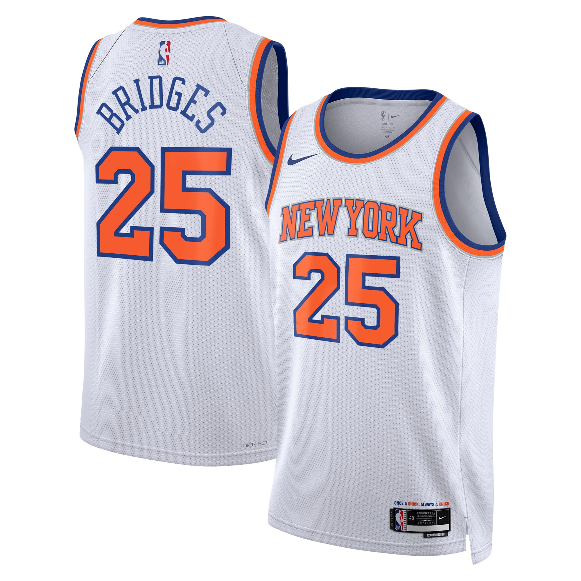 Maillot Swingman Nike Association Edition des New York Knicks - Blanc - Mikal Bridges - Enfant - unisexe Taille: L (14/16)