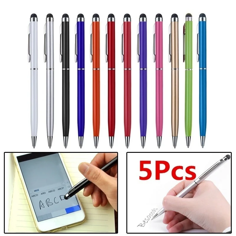 Practical New 5pcs 2 In 1 Useful Design Tablet For Pad Smart Phone Touch Screen Stylus Pen+Ballpoint Pen Smartphone