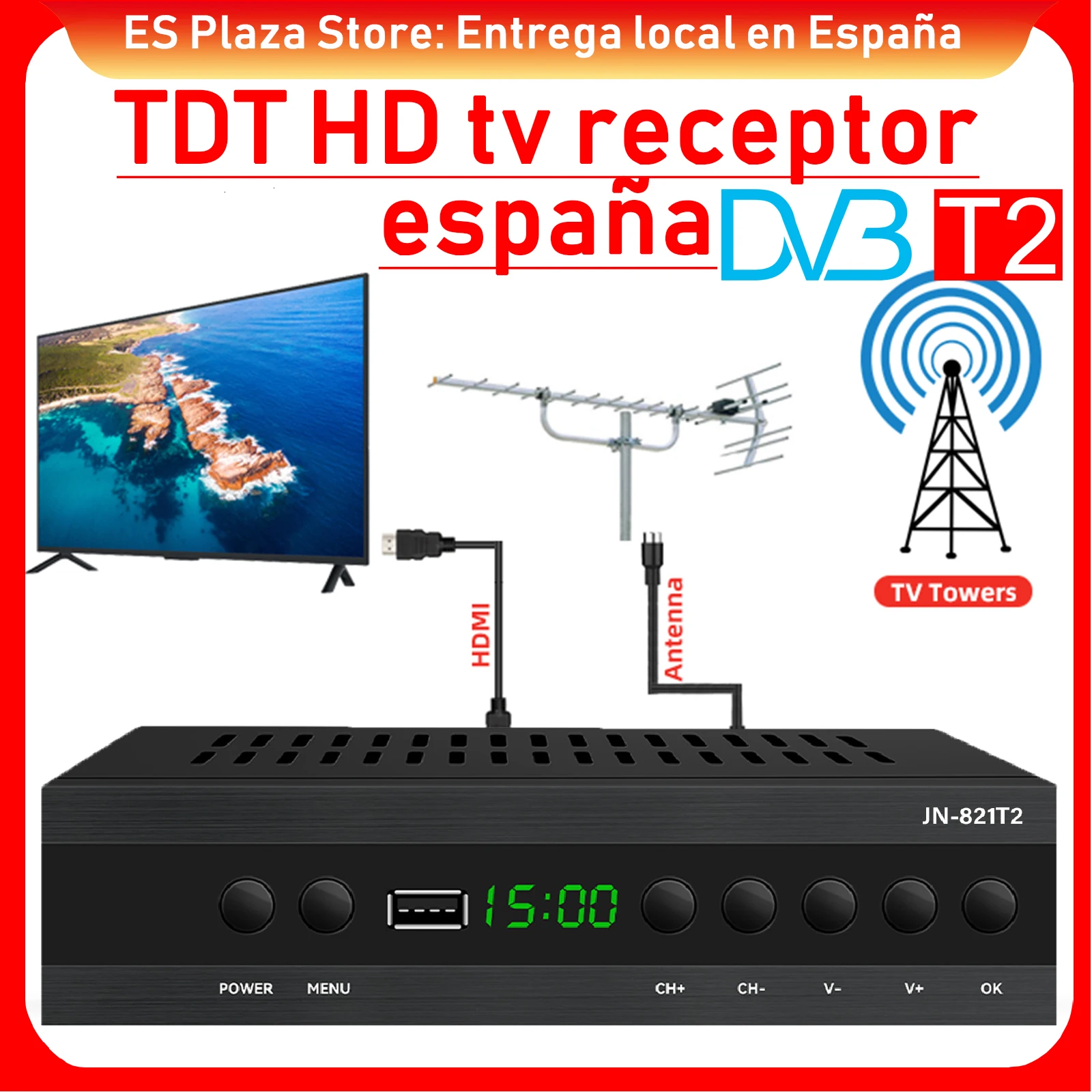 DVB-T2 TDT HD TV-Empfänger Spanien TDT HD-Decoder DVB-T2 TDT HD-Tuner TDT HD-Empfänger DV-Decoder Image