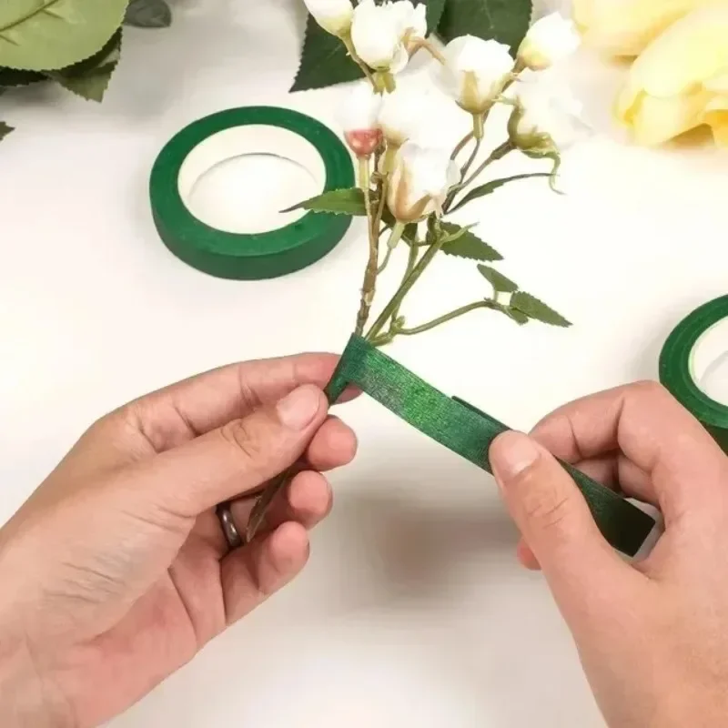 10 Rollen grünes Blumenstielband, selbstklebendes Wickelband für DIY-Kunstblumensträuße, Bastelbedarf Image
