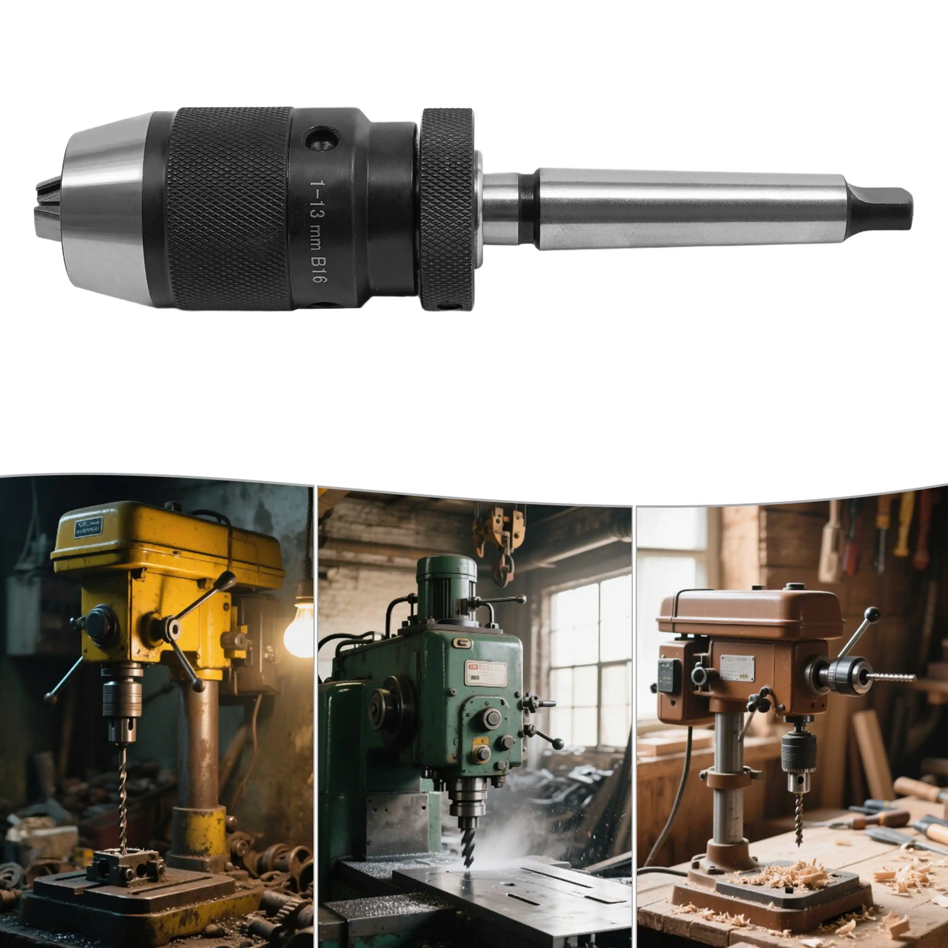 MT2-B16 Spannzangen-Set, schwarzes Spannzangenfutter, Hochleistungs-Bohrfutter MT2 Schaft 1-13 mm/0,04-0,51 Zoll zur Befestigung verschiedener rotierender Werkzeuge Image