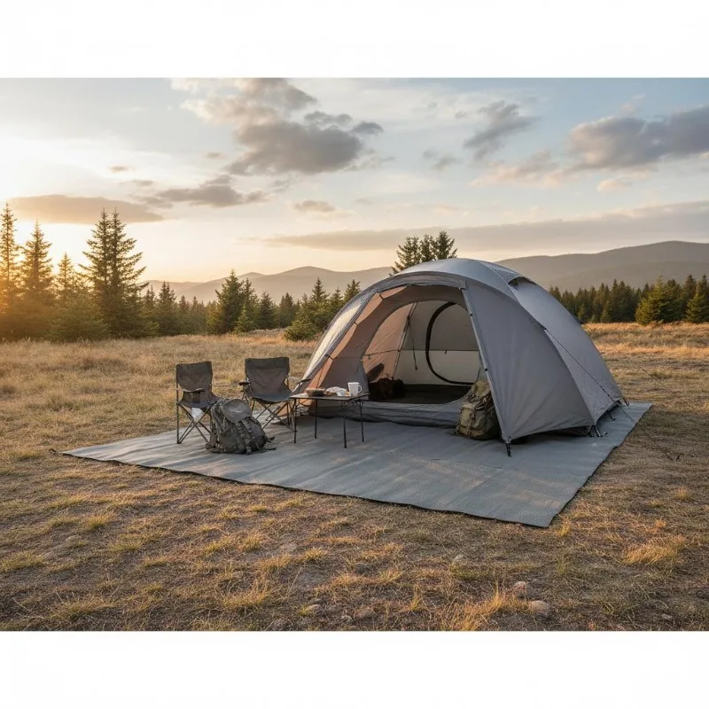 Anthrazitfarbener Zeltteppich 200x300 cm, rutschfester Bodenmatte für Camping im Freien Image
