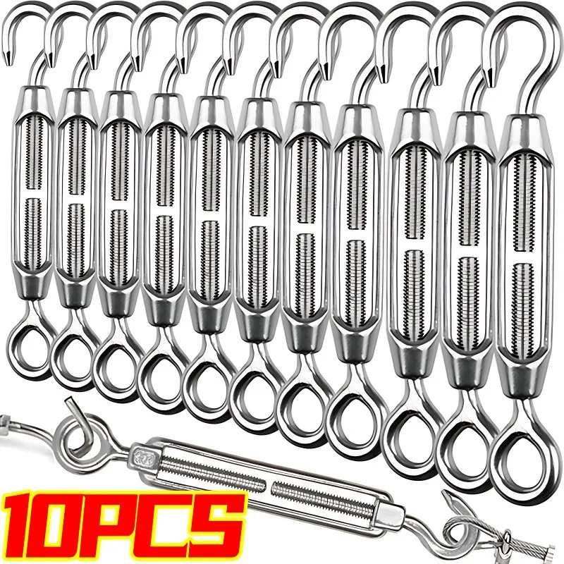 Edelstahl Haken-und-Ösen-Spannschloss, Spanner für Rigging und Segeln, Verstellbarer Drahtseil-Spanner für Garten Image
