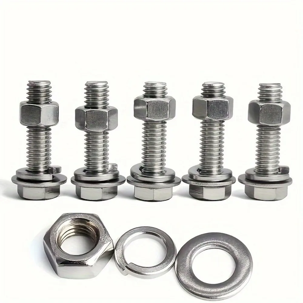 176-teiliges Hochleistungs-Sechskantschrauben- und Muttern-Set aus Edelstahl, M6, M8, M10, Längen 20 mm, 30 mm, 40 mm, 60 mm Image