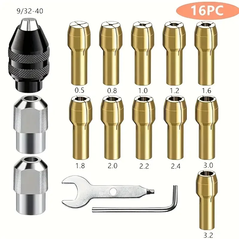 Micro Mini Bohrfutter Adapter 0,5-3,2mm Messing Spannzange M7/8×0,75 Mutter Elektromotor Welle für Dremel Drehwerkzeuge Elektrowerkzeuge Image