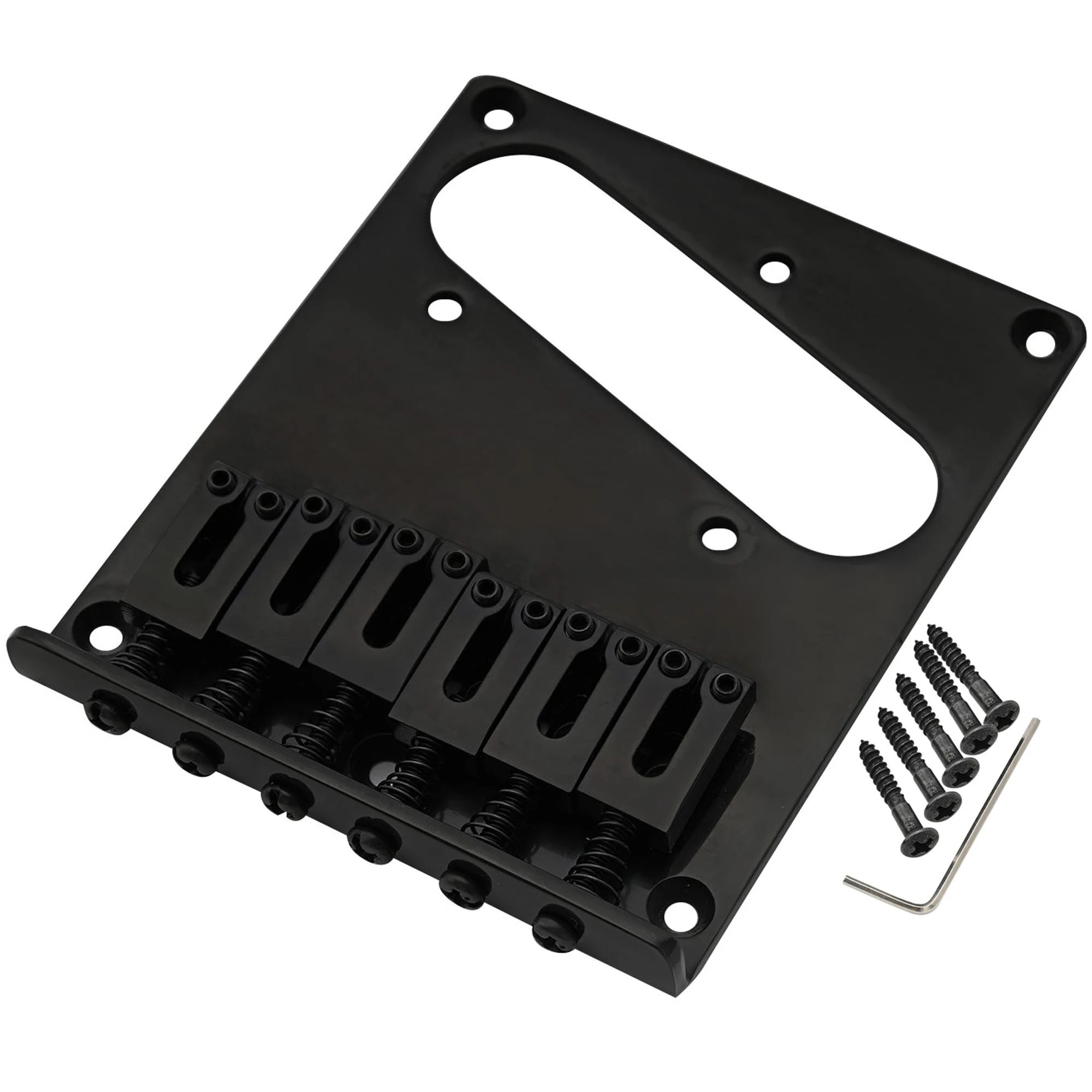 Musiclily Pro 54 mm moderne Gitarrensteg mit Zinklegierung, 6 Sättel und Stahlplatte für Squier und importierte Tele-Gitarre Image