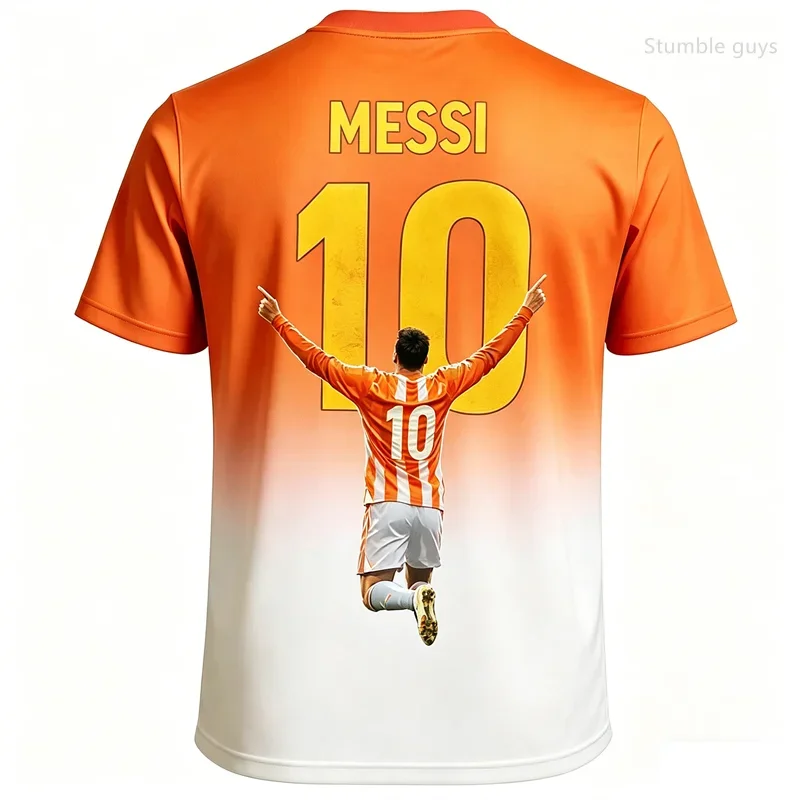 Herren Messi 10 Sommer Fußball Kurzarm Trikot T-Shirt Mode Streetwear Alltagskleidung Oberteile Kinderkleidung Jungen Image