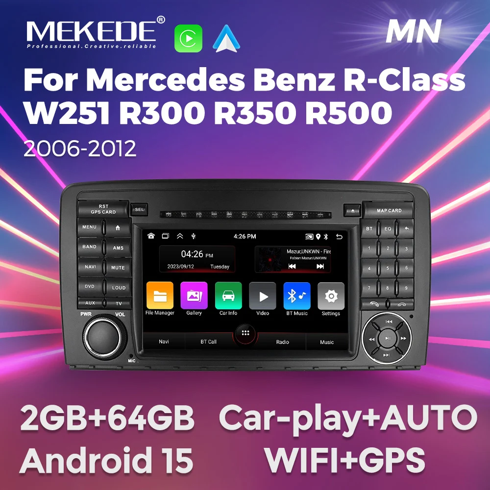 MEKEDE Für Mercedes Benz R-Klasse W251 R280 R300 R320 2005-2017 Android 15 Autoradio Zentrales Multimedia Smart-Car-System Image