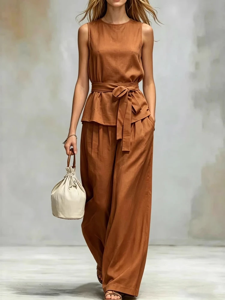 2026 Sommer Neue Damenmode Ärmelloses Tanktop Lässige Hosen Set 2-teiliges Set Damenoutfits Zweiteilige Sets Damenoutfits Image