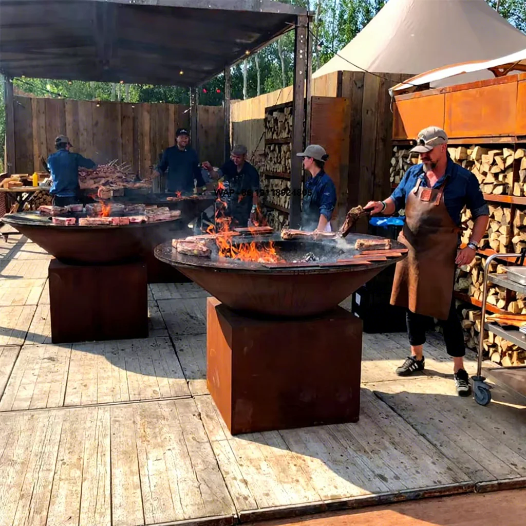 Metallgrills BBQ Europa Neues Design Gartenküchen Feuerstelle Barbecue Corten-Stahl Outdoor Holzkohle-Grill Image