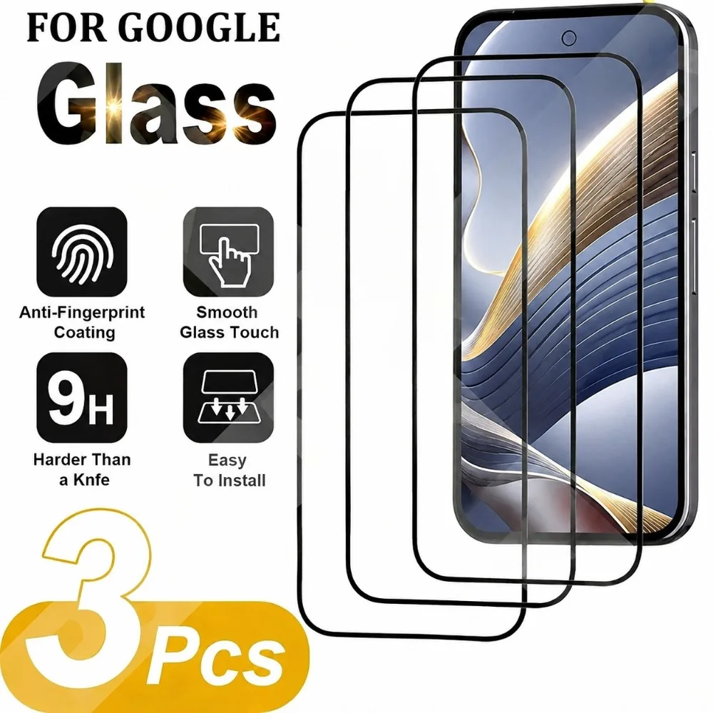 3-teiliger, vollflächiger HD-Schutz aus gehärtetem Glas für Google Pixel 10/9/Pro XL/10/9/8/7/Pro/10/10a/9/9a/8/8a/7/7a/Anti-Kratz-Displayschutz Image