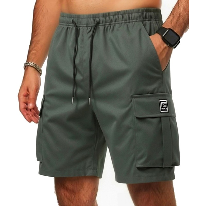 Men's Tactical Cargo Cargo Shorts Shorts Casual Shorts Hiking Shorts Elastic Waist Multi Pocket Flap Pocket Plain Knee Length Casual Outdoor Streetwear Fashion Streetwear Blue Khaki Inelastic