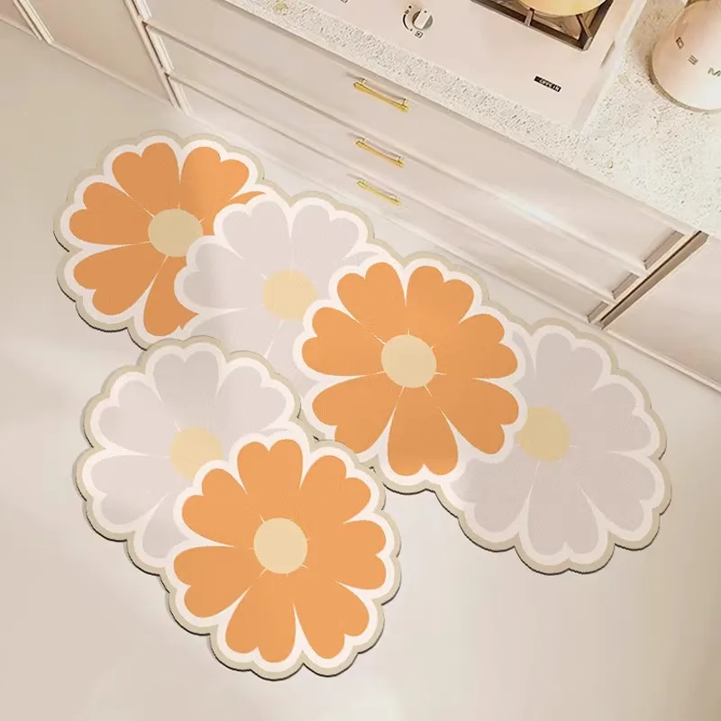Kitchen Floor Mat Water-absorbing Non-slip Carpet Modern Style Floral-shaped Rug Long Diatom Mud Mat Home Decoration Rugs 주방 카펫