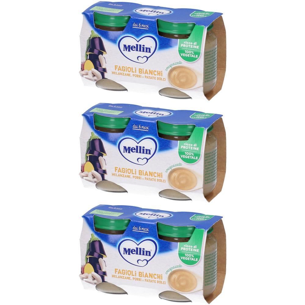 Mellin Omogenizzato Fagioli Bianchi Melanzane Porri e Patate Dolci 3x2