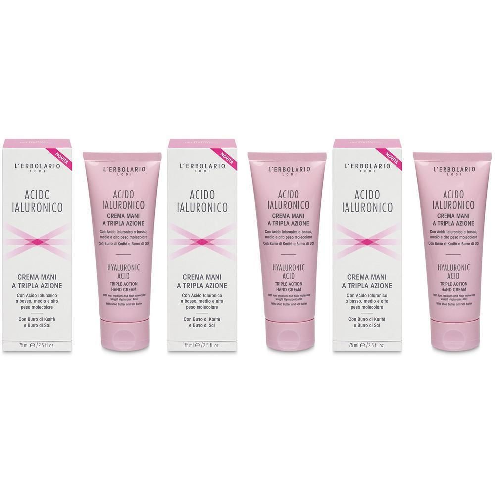 L`Erbolario Crema Mani Acido Ialuronico Tripla Azione 3x75 ml