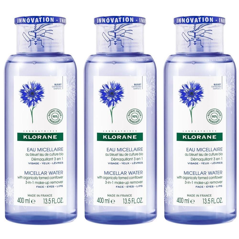 Klorane Acqua Micellare Struccante Al Fiordaliso Bio 3x400 ml