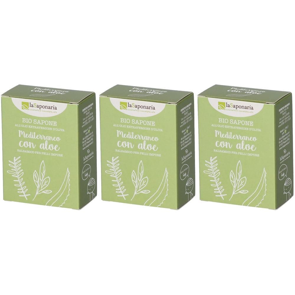 La Saponaria Mediterraneo Con Aloe 3x100 g
