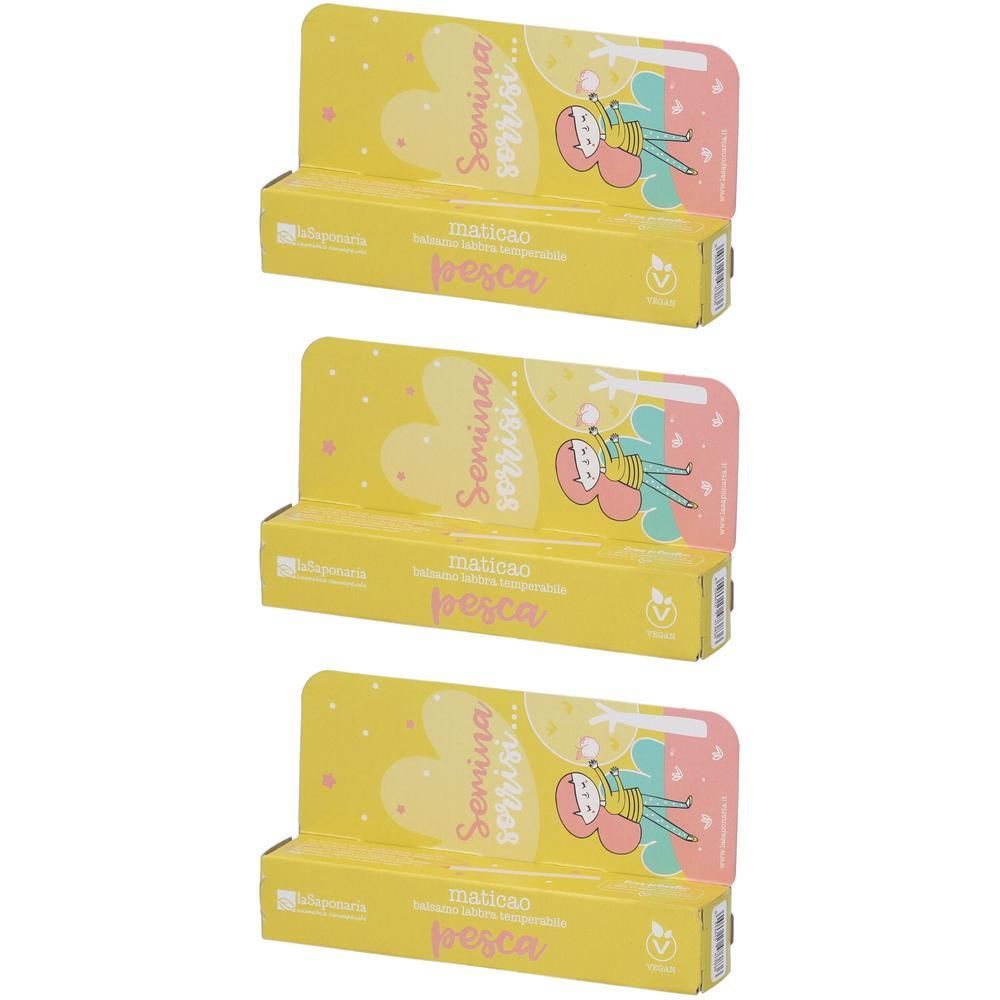 La Saponaria Maticao Balsamo Labbra Temperabile Pesca 3x8 g