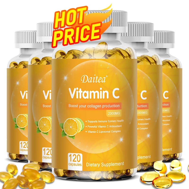 Vitamin C 2000 mg, Vitamin C mit hoher Absorption, maximiert, für das Immunsystem und Antioxidantien, Kollagen-Booster Image