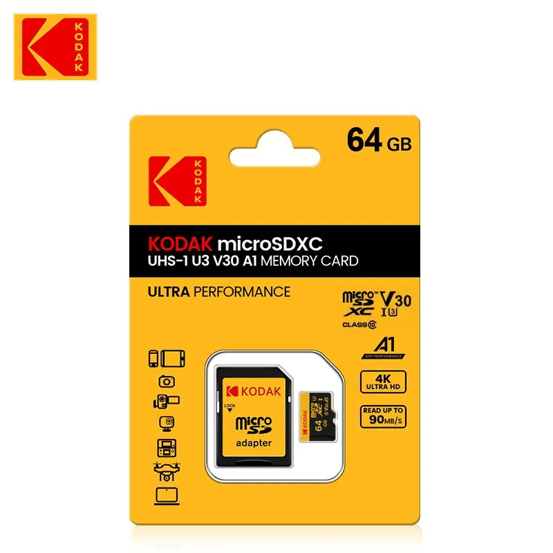 KODAK Speicherkarte 512 GB 256 GB Micro SD bis zu 100 MB/s Class10 U3 32 GB 64 GB 128 GB TF-Karte HD für USB-Kartenleser-Adapter Microsd Image