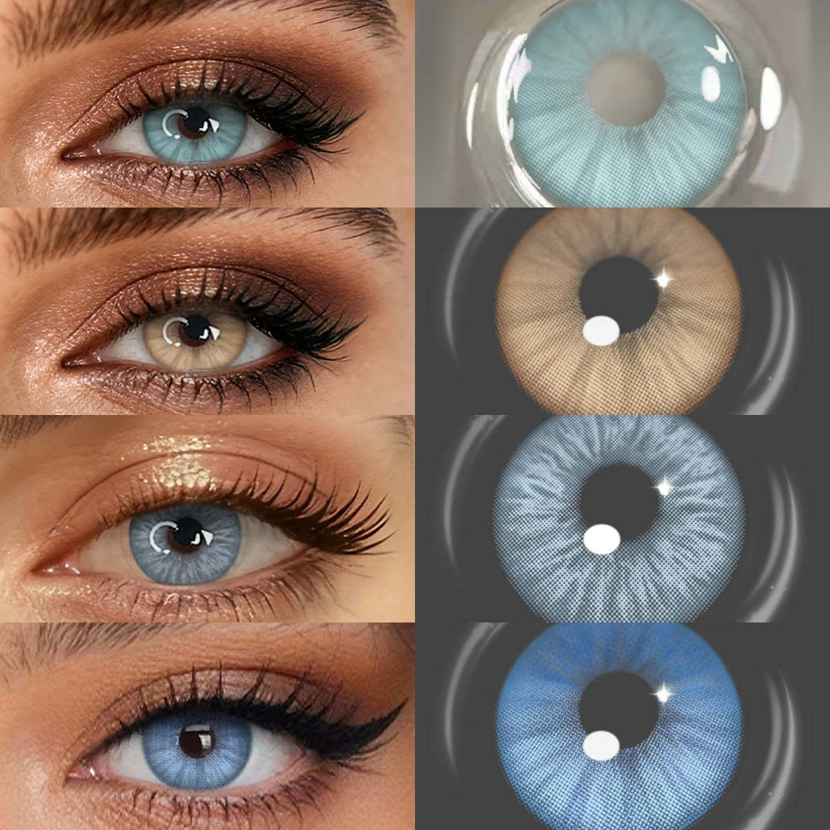 Visuashow Meteor verschreibungspflichtige farbige Kontaktlinsen für Myopie, Stärke -1,00 bis -8,00, halbjährlich, 14,2 mm, kleine Pupillen, für Augen-Make-up Image