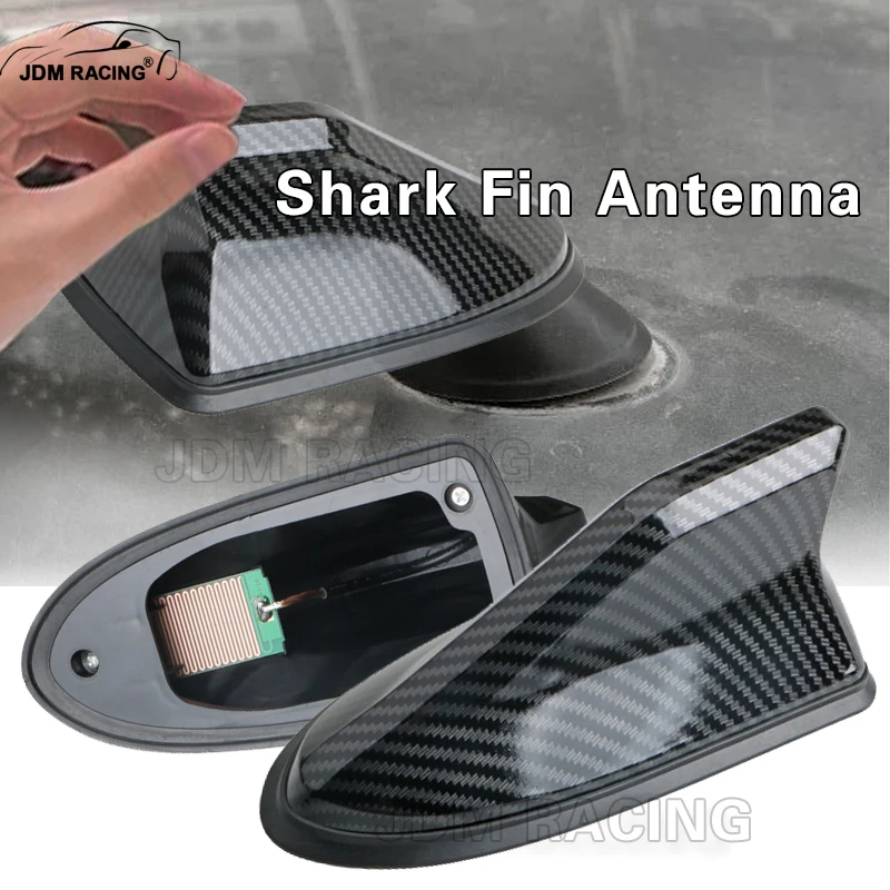 16 cm Universal Carbon Look Auto Dach Top Mount Shark Fin Antenne Antenne Topper Auto Radio AM FM Antenne signal Verstärker Image