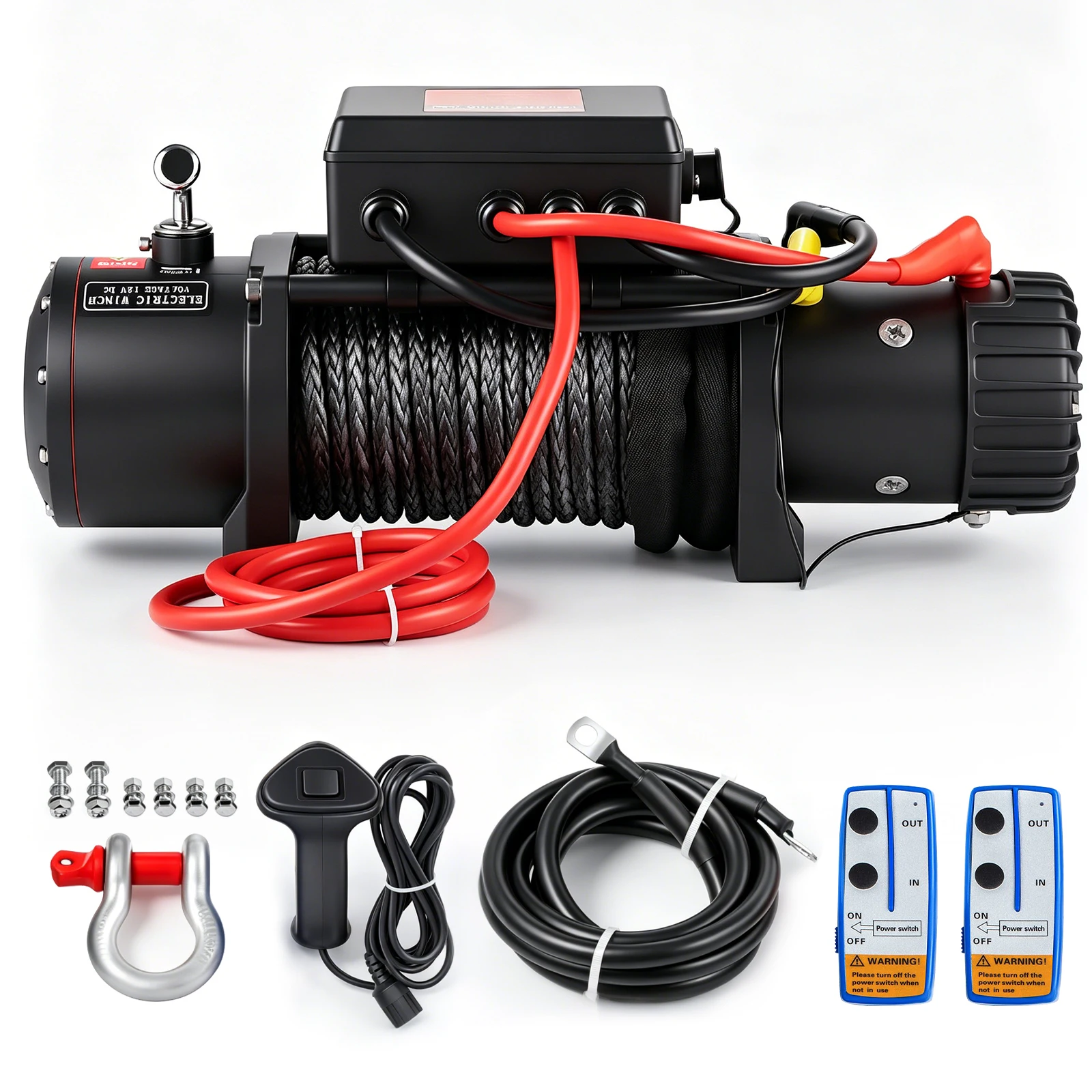 SIHAO Elektrische Seilwinde 13500LB 12V, Synthetische Abschleppseilwinde 24M/92FT Hebevorrichtung für Auto, Anhänger, ATV, LKW mit Fernbedienung, Hochleistungs-Bergungswinde für Offroad 4x4 SUV Jeep Boot, Elektrische Abschleppwinde mit Synthetikseil 8 Image