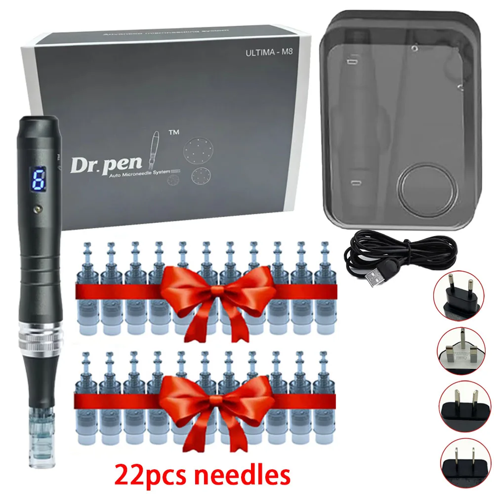 Dr. Pen M8 Derma Pen mit 22 Stück Kartuschen, professioneller Dermapen M8, Microneedling zur Aknenarbenentfernung, Tattoo, 0,25 mm Nadellänge Image