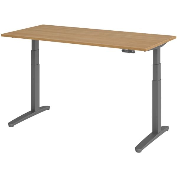 HAMMERBACHER Schreibtisch höhenverstellbar (elektrisch) »Alicante« 160 cm Gestell graphitfarb Nussbaum/ Graphit, 160x129x80 cm Image