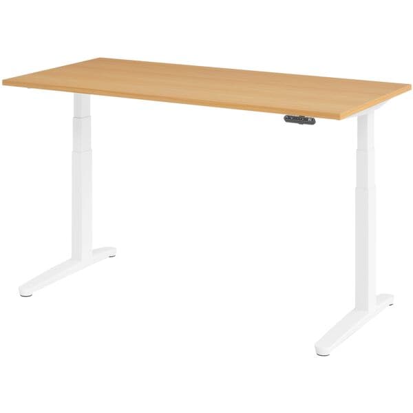 HAMMERBACHER Schreibtisch höhenverstellbar (elektrisch) »Alicante« 160 cm Gestell weiß Kufe w Buche/Weiß, 160x129x80 cm