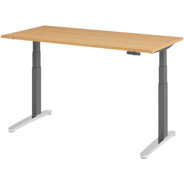 HAMMERBACHER Schreibtisch höhenverstellbar (elektrisch) »Alicante« 160 cm Gestell graphitfarb Buche/ Graphit, 160x129x80 cm