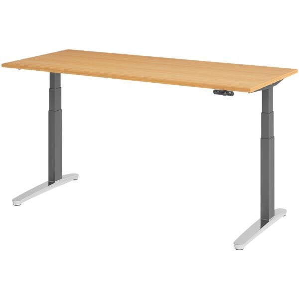 HAMMERBACHER Schreibtisch höhenverstellbar (elektrisch) »Alicante« 180 cm Gestell graphitfarb Buche/ Graphit, 180x129x80 cm