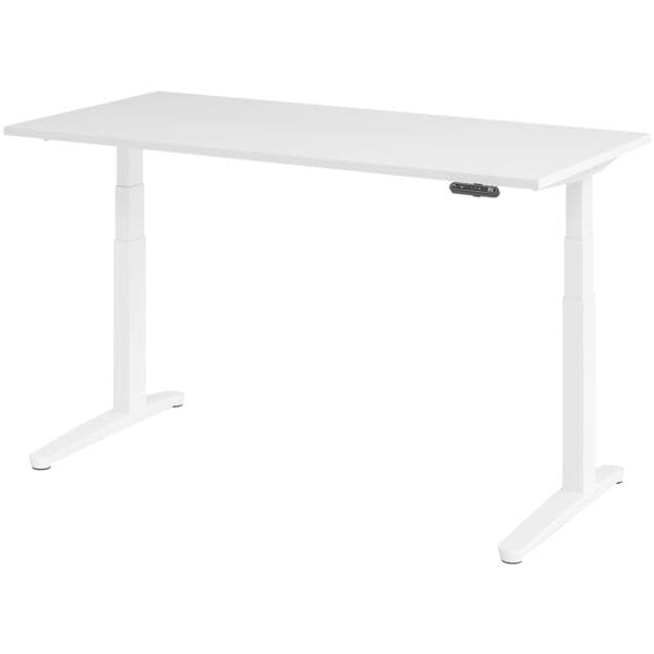 HAMMERBACHER Schreibtisch höhenverstellbar (elektrisch) »Alicante« 160 cm Gestell weiß Kufe w Weiß/Weiß, 160x129x80 cm