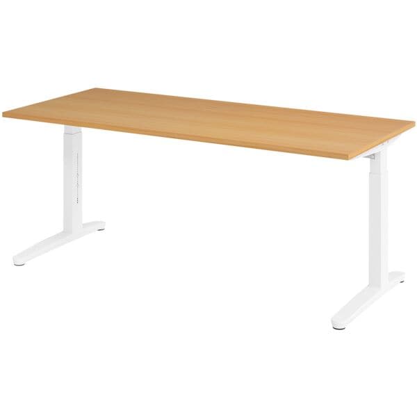 HAMMERBACHER Schreibtisch höhenverstellbar (manuell) »Alicante« 180 cm Gestell weiß Kufe weiß Buche/Weiß, 180x85x80 cm