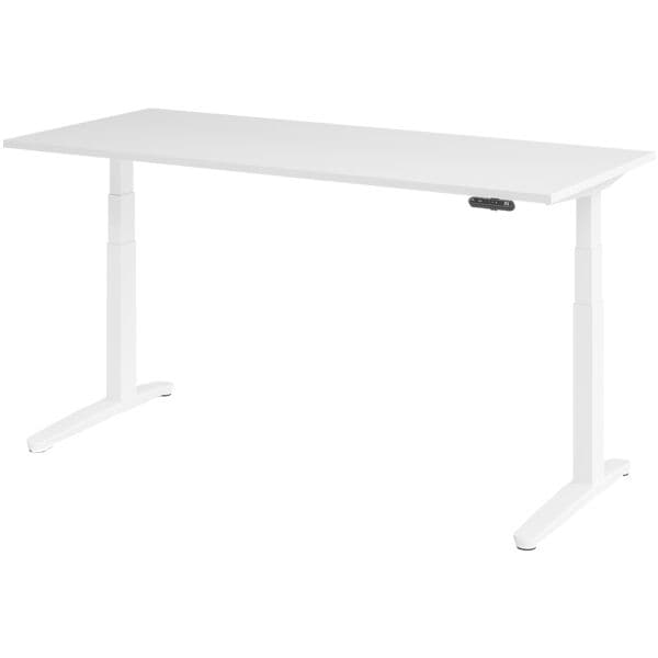 HAMMERBACHER Schreibtisch höhenverstellbar (elektrisch) »Alicante« 180 cm Gestell weiß Kufe w Weiß/Weiß, 180x129x80 cm