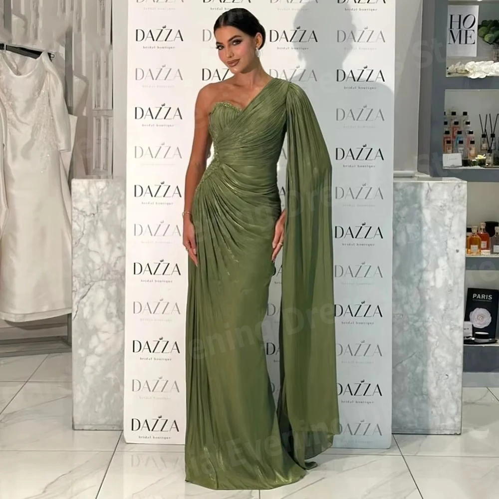 Elegant Mermaid Women's Evening Dresses Sexy One Shoulder Prom Gowns Vestidos Para Mujer Customized Formal Party Robe De Soirée