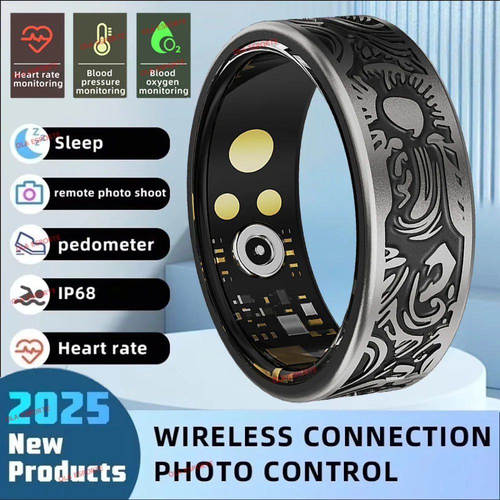 2025 Neuer Smart Ring für Herren und Damen, Herzfrequenz-Oximetrie-Schlafmonitor, IP68, Multi-Sport-Modi, Fingerringe für Android und i0s Image