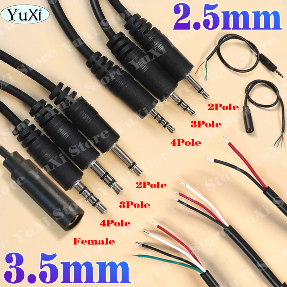 3,5mm 2,5mm Mono Stereo Audio Kabel Männlich Weiblich Stecker Jack Stecker Kabel 2/3/4Pole TS TRS TRRS Verlängerung Draht DIY Kopfhörer Mic Image