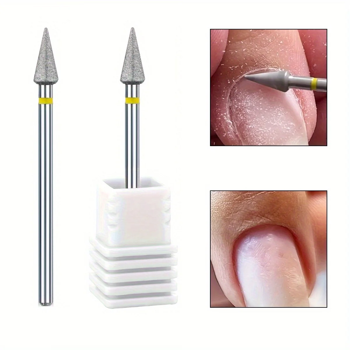 1/2/3 Stück Nail Art kleiner Dreieck Schleifkopf Diamant Schleifkopf Polierkopf Nagelschneiden zum Entfernen abgestorbener Hautnägel Image