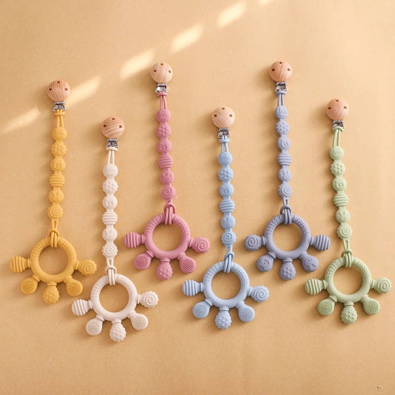 Finger Beißring Silikon Schnuller Kette Baby Beißring kein BPA Beißring Gummi Baby pflege geräte Silikon Baby pflege Utensilien Image