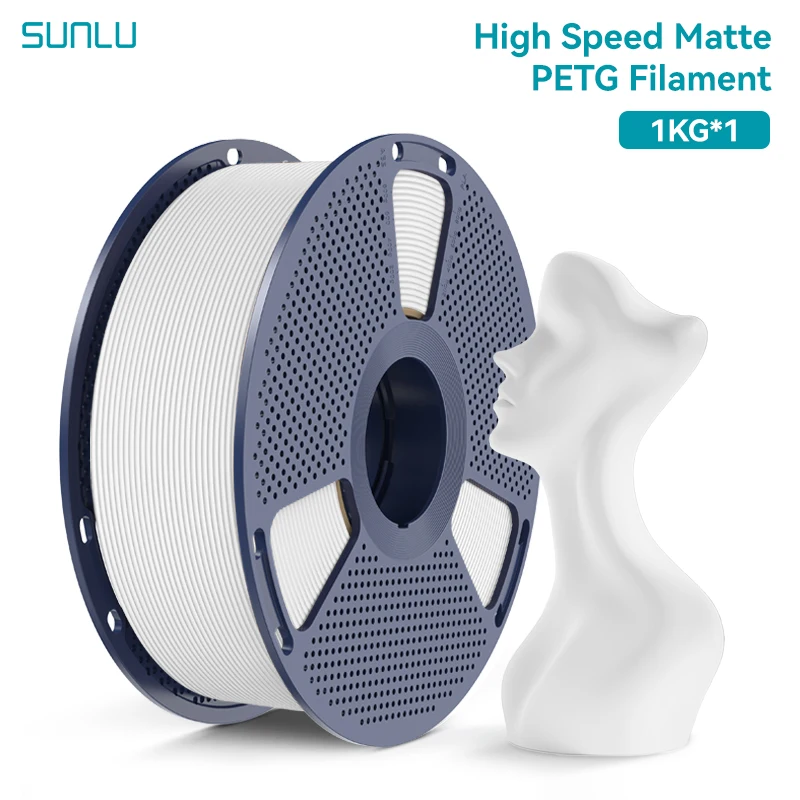 SUNLU Mattes PETG 1KG 3D-Filament 600mm/s Hochgeschwindigkeits-Mattfinish 1,75mm±0,02mm Sauber Gewickeltes PETG für die Meisten FDM-Drucker Image
