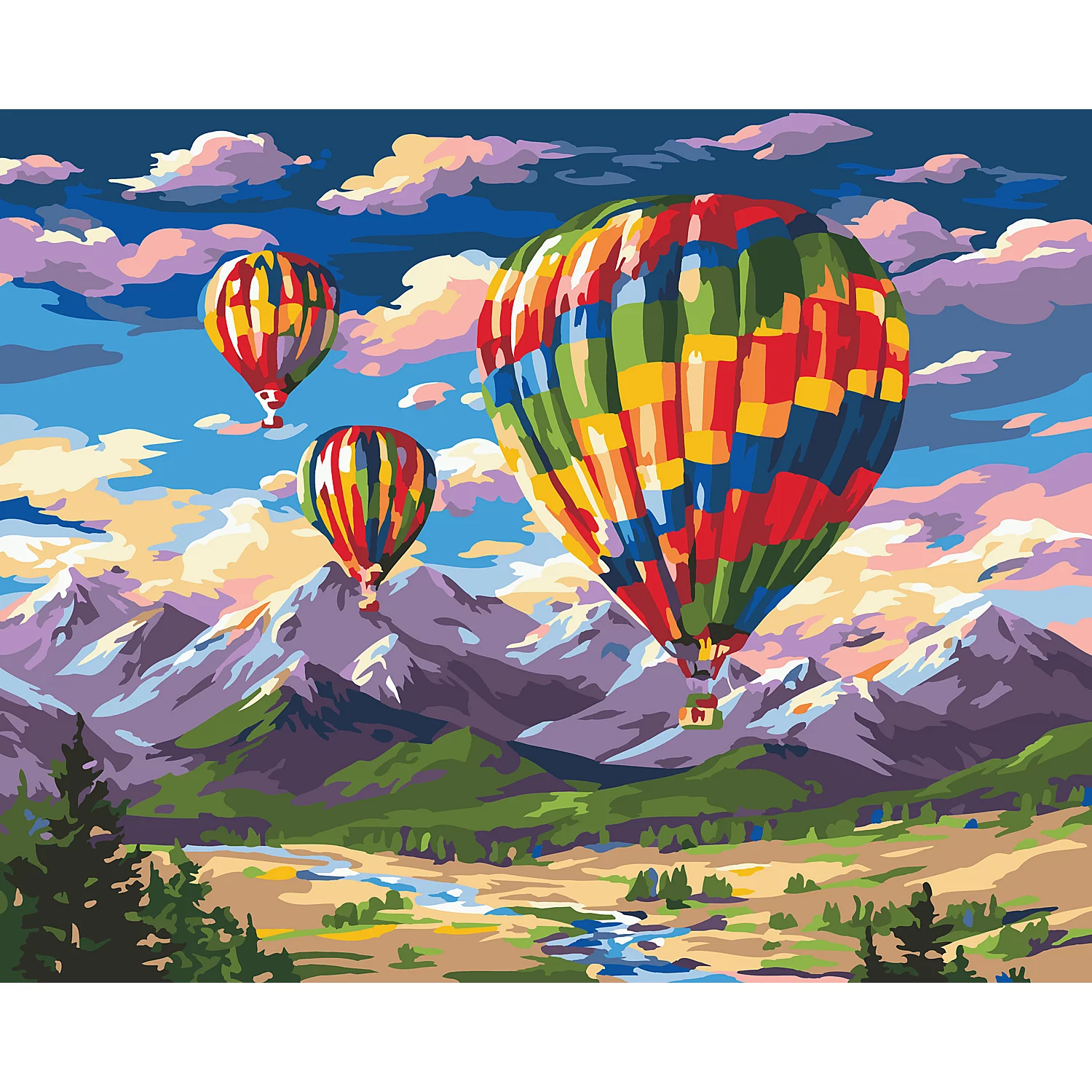Malen nach Zahlen auf Keilrahmen Heißluftballons, 50 x 40 cm