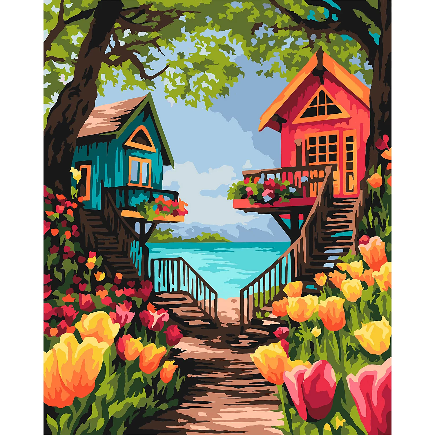 Malen nach Zahlen auf Keilrahmen Baumhaus, 40 x 50 cm Image