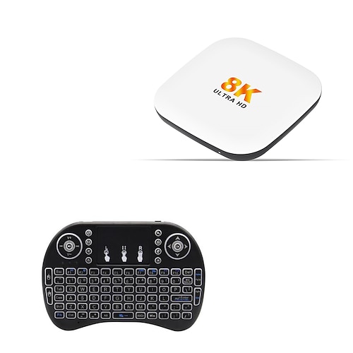 H96 Max Android 14 TV-Box, 8K Ultra HD Smart-Streaming-Mediaplayer, Google Assistant Sprachfernbedienung, unterstützt Netflix, YouTube, Prime Video und Google Play, weiße 8K UHD Heimkino-Videobox Image