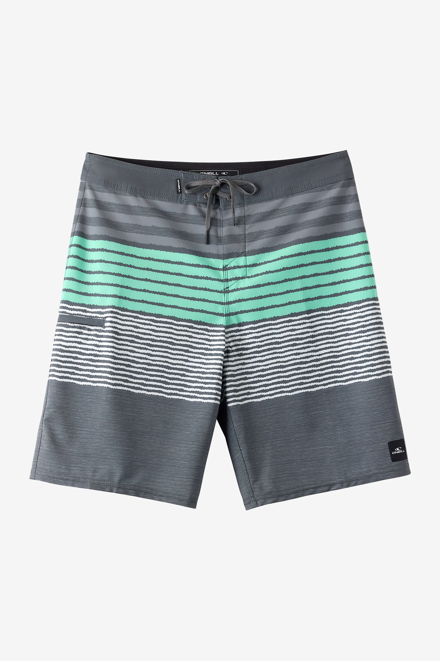 O'Neill Men's Hyperfreak Heat Stripe 20"" Board Shorts in Dark Shadow, Size 33, Elastane/Polyester
