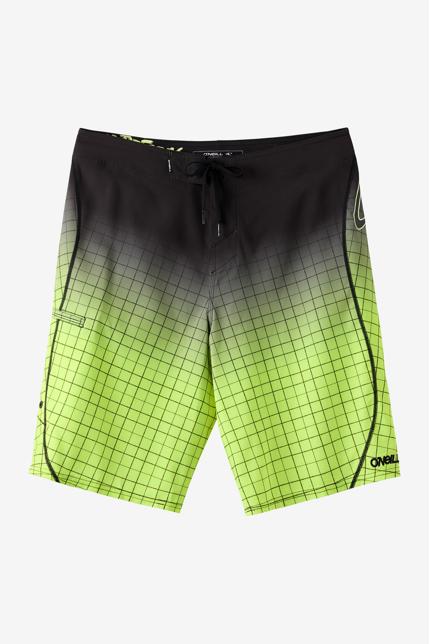 O'Neill Men's Hyperfreak S-Seam Re-Issue 21"" Board Shorts in Safety Yellow, Size 38, Elastane/Polyester